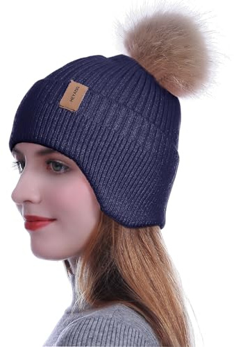 HEYANN Berretto da Donna con Paraorecchie, Berretto Invernale da Uomo e Donna, Berretto a Maglia per Donna Casco da Bicicletta, Cappello Beanie, Cappello Unisex per Inverno, Berretto Outdoor, Sci per