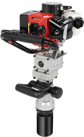 Areao 2-Takt Benzin Motor T Pfostenramme, 32.6CC Pfostenramme Pfostentreiber Benzin Antriebshammer Handgetragene Leichte Benzin Pfahlramme Für Pfahlgrabmaschine, Garten Bauernhof Zaun Gartenwerkzeug