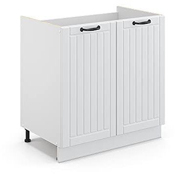 Vicco Waschbeckenunterschrank Fame-Line, Weiß Landhaus/Weiß, 80 x 81.6 cm ohne Arbeitsplatte