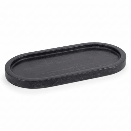 EHC Marble Cosmetic Tray, Decorative Tray, Vanity Tray, Black, 25x11.5x2cm | Natural Marble, Decorative Trays for Perfume Jewellery Makeup Key Candles Diffusers, Bathroom Tray, Dresser Home Decor Trays