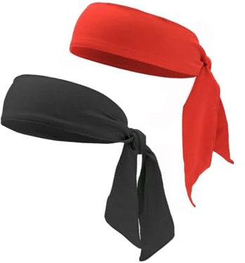 Visxcnu 2 Stück Sport Stirnband,Kopf Krawatte Sport Stirnband Krawatte Stirnband für Frauen und Männer Schweißband Kopf Krawatten Ideal für Laufen Ausarbeiten Tennis Karate Leichtathletik
