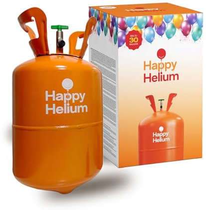 Happy Helium® Ballongas Helium für 30 Luftballons | Heliumgas mit Füllventil - Balloon Gas 200 Liter (0,2m³) für Geburtstag, Hochzeit, Party