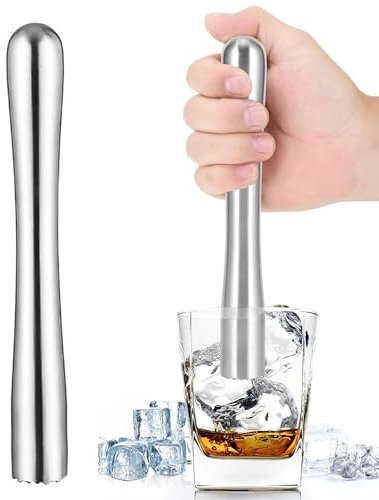 AWSGHLF Cocktail Muddler - Ice Mixing Stick Stainless Steel Fruit Ice Crusher Bar Tools Ice Crushing Hammer Fruit Mixer Bartender Tool Multipurpose Pestle Fruit Crusher for Mint