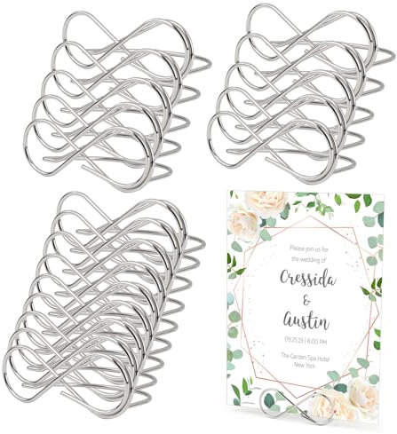XIEJ 20 Stück Menükartenhalter, Silber Kohlenstoffstahl Tischkartenhalter, Achterfigur Tischnummern Hochzeit für Hochzeitstisch, Restaurant, Parteiversammlung