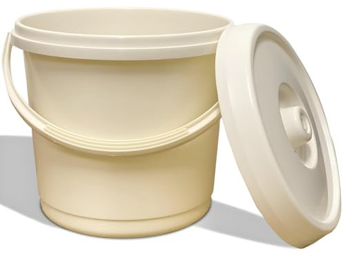 VR7-14L Plastic Bucket with Lid, 3 Gallons Nappy Storage Bin, Easy-to-Clean, plastic buckets with handles - Ideal Baby Nappy Bucket - Durable & Versatile - CREAM