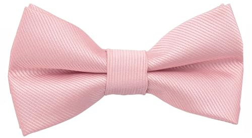 DQT Boys Plain Twill Pre-Tied Bow Tie – Wedding, Pageboy & Formal Adjustable Bowtie - Dusty Pink