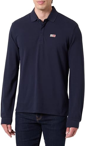 NAPAPIJRI Evan Long Sleeve Polo Shirt Blue Marine