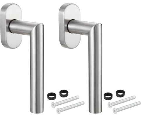 Stahlia Fenstergriffe Edelstahl gebürstet (2 Stück) Fensterolive Rasterolive Fensterbeschlag Fenstergarnitur Edelstahl Balkontürgriff Innen inkl. Befestigungsmaterial