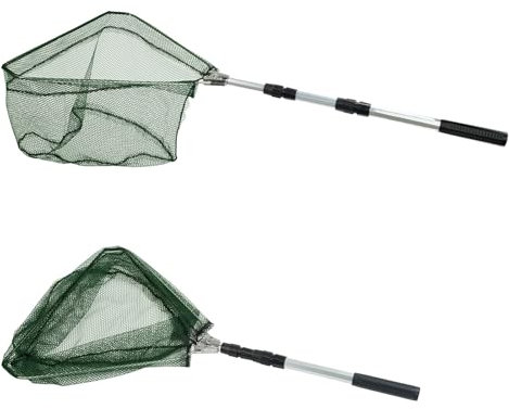 LCUHAVA 2 Stück Kescher Angeln Angelkescher 130cm Karpfenkescher 4 Teilig Teleskopierbar, Faltbares, Strapazierfähiges Nylon-Gewebe Geeignet Für Erwachsene, Kinder Angeln, Teich, See Aktivitäten