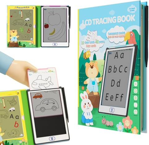 TECET® Pizarra Mágica 8.5” Infantil | Pizarra Magnética para Calcar Dibujos, Aprender a Escribir y Pintar | Libro de Dibujo Educativo con Tarjetas y Bolígrafo – Regalos para Niños
