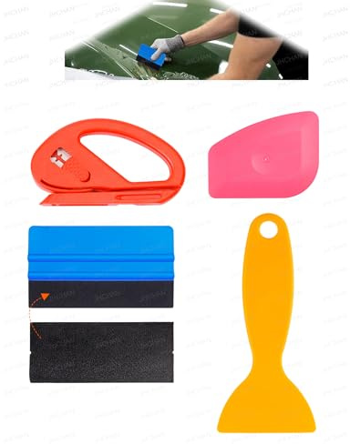 JHCHAN Window Film Fitting Kit, Tint Application Tool Set & Felt Squeegee | Scratch-Free Felt Squeegee, Safe Slitter Cutter & Handled Squeegee for Car Tints, Bedroom & Bathroom Privacy Glass, Wallpaper