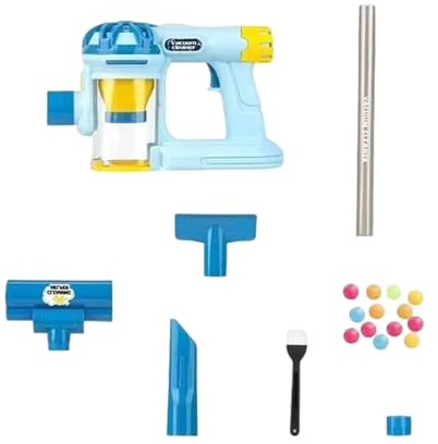 Colcolo Aspiradora de Juguete para Niños, Herramienta de Limpieza 3 en 1, con Succión Real, Juguetes de Aprendizaje, Juego de Simulación para Niñas y Niños, Azul