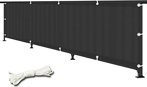 Utomhus integritetsskärm för balkong, terass och uteplats, HDPE anti-UV väderbeständigt trädgårdsväggskydd med öljetter och rep (svart 120 x 300 cm)