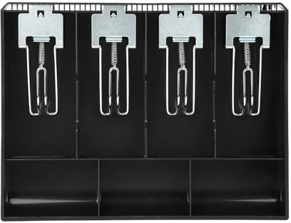 aqxreight Tiroir-Caisse Enregistreuse Plateau d'insertion Remplacement Caisse Quatre Boîte avec Clamp/Holder en Métal Garantit que l'argent Pas Libre et Résine de Haute qualité 2 Design (BLACK)