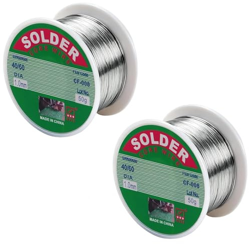 Lötzinn mit Flussmittel, Lötdraht 1mm 100g Bleifreies Lot mit Kolophonium Kern, Niedrigtemperatur Lötdraht Soldering Wire Lötzinn Bleihaltig für Elektronischen Elektrolöten Heimwerken Und Reparatur