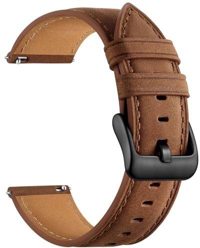 GEAK 20mm 18mm 22mm Leather Band Compatible with Garmin Vivoactive 5/6/3/4S Watch Bands, Venu 4/Venu 3S/2S, Quick Release Classic Genuine Leather Strap for Venu 3/2/Forerunner 265/165 Men Women