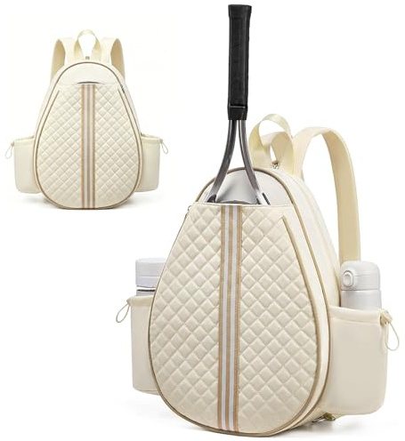 Zaino da tennis, borsa da tennis, borsa da badminton, borsa da pickleball, zaino sportivo, unisex, con ganci per recinzione, scomparto umido, tasche laterali, impermeabile, per 2 racchette da tennis