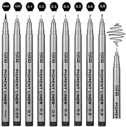 beupro Fineliner, noir Pigment Liner micro stylo à dessin pour le croquis de documents de bureau Comic manga scrapbooking et utilisation à l'école