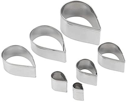 Stainless Steel Cookie Cutters Set, DesignerBox 7 Pcs Rose Flower Petal Teardrop Shaped Cookies Cutter Mold Biscuit Fondant Pastry Mould Model Cake Tool DIY Baking Decorating Mould Tools (Style 3)