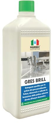 MARBEC GRES BRILL 1LT Detergente specifico per la pulizia del gres porcellanato. Pulisce, disincrosta e rallenta la patina calcarea dovuta all'acqua domestica.