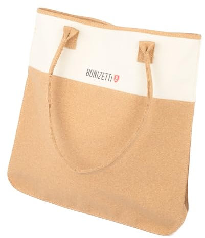 Bonizetti Korktasche Tragetasche CARINA 36cm x 36cm x 9cm Damentasche aus recyceltem Canvas und Kork fein vegane und nachhaltige Handtasche, Henkeltasche, Shopper, Tragetasche, Schultertasche