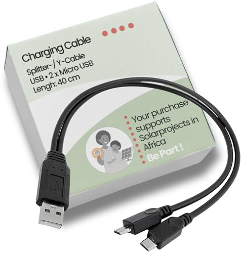 Villageboom Mikro-USB-splitter 2 mikro-USB B-kontakt till 1 USB A-kontakt, dubbel mikro-USB Y-kabel, 2 enheter samtidigt, en produkt med socialt mervärde