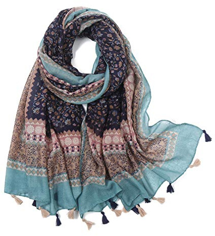 KAVINGKALY Lightweight Women's Fashion Floral Printed Ladies Cotton Scarf Gifts Shawls and Wraps for Women(Floral G)