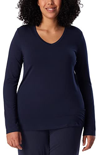 Schiesser Damen Schlafshirt Langarm Modal - Mix + Relax Pyjamaoberteil, Blau_175477, 42 EU