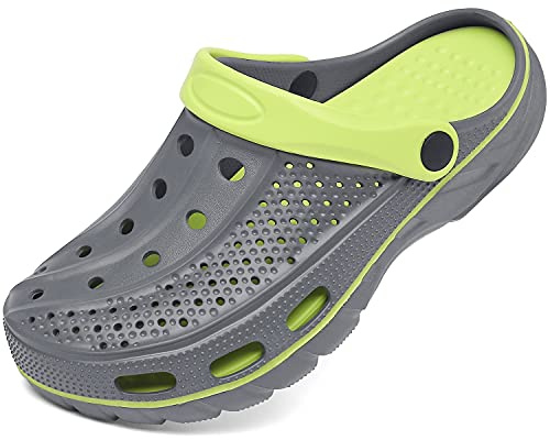 Unisex Mujer Hombre Zuecos de Verano Sandalias de Playa Respirable Zapatos de Jardín Zapatillas de Piscina con Plantilla Ergonómica, Suave para los pies, Gris, 42/43 EU (280)