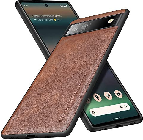 X-level Google Pixel 6a Hülle, [Earl 3 Series] PU Leder Vintage Slim Schutzhülle Weichem TPU Bumper Anti-Rutsch Ledertasche für Pixel 6a 5G Case - Braun