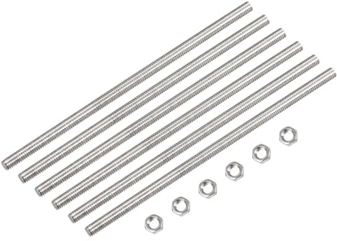 QUARKZMAN 6pz M3 x 300mm Completamente Barra Filettata con 6pz Esagonale Dadi, 0,5mm Passo Barra Filettata in Acciaio Inox 304 Destra Mano Filettato Aste Barra Perno