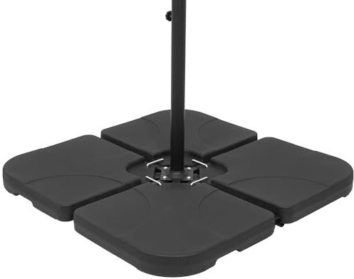 SPRINGOS Pied de parasol extérieur 4 dalles 60l noir avec ancrage plastique remplissable stable pour support croix balcon terrasse jardin universel