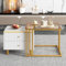 BTM Nesting Coffee Tables, Coffee Table with Storage, Square Nest of Tables with 2 Drawers, Marble Pattern Top and Gold Metal Frame, Square coffee tables 59.5x60x45.5+50x50x40cm