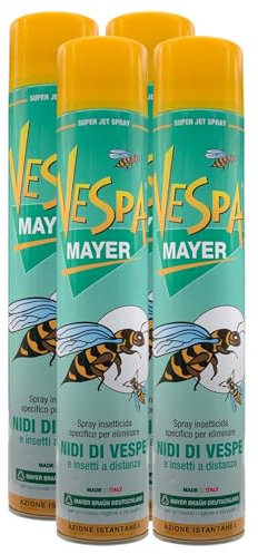 Spray Insetticida VESPA, Specifico Per Eliminare Nidi Di Vespe e Insetti a Distanza, Ad Azione Istantanea 750ml (4 Spray)