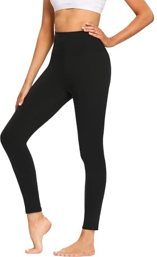 FOTOCITI Leggings Damen High Waist Elastische Sportleggins Fitnesshose Blickdicht Schwarze Laufhose Sporthose für Gym Yoga (Schwarz,XXL)