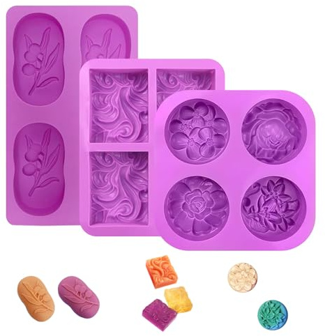 Bogoro seifenformen silikon silikonform 3 Stück seife silikonformen seife Seifengießform Wiederverwendbar, Leicht zu Entfernen für Handgefertigte Seife Cupcakes Gelee Gebäck Dessert