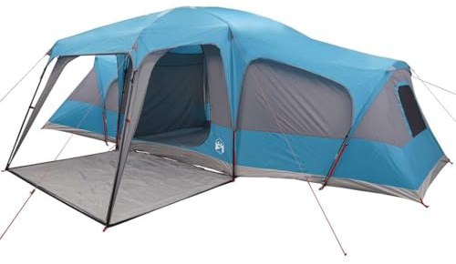 vidaXL Tente familiale avec dôme de Porche 9personnes Bleu imperméable, Tente, Tente de Jardin, abri extérieur, Tente de Camping, abri de Camping