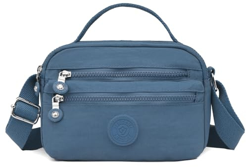 JANKS Sac à Bandoulière Femme Moyenne Sacs Bandoulière pour Femmes Nylon Petite Épaule Avec Sangle, bleu