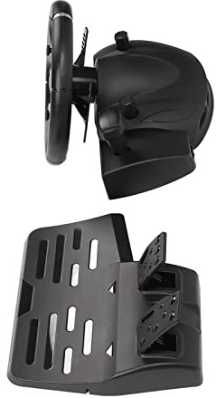 Phefop Volant de Course à Vibrations de Jeu, Rotation à 270° avec Pédale pour PC, USB - Retour Réaliste - Convient aux Joueurs Matériau ABS