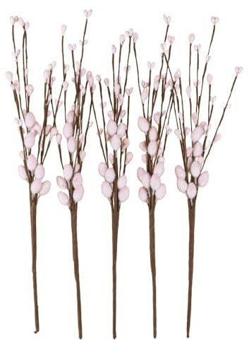 Ideen mit Herz | Rami decorativi con gattino di salice | Gattino di palma | Pianta artificiale | Decorazione pasquale | Primavera | 5 ramoscelli | 33 cm di lunghezza (rosa)