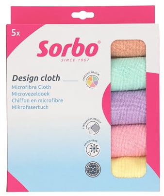 Sorbo Paños de Microfibra Unicorn – Juego de 5 – 40 x 40 cm – Uso Universal – para Limpieza sin Rayas ni Grasa – Uso seco y húmedo – para Cocina, Suelo, hogar