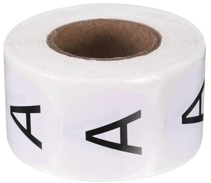 PATIKIL Etiquetas De Inventario Con Letra A 500 Piezas Etiquetas Redondas De 1 Pulgada Adhesivas Semibrillantes Para Organización Del Hogar Y Almacenamiento De Oficina Negro (1 Rollo)