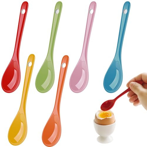 Ferenando 6 Pezzi 12.3cm Cucchiai in Ceramica Piccolo in 6 Colori, Set di Cucchiaini da Caffè Piccoli, Cucchiaio in Porcellana per Uova, Confettata, Caffe, Miele, Te, Dessert e Yogurt