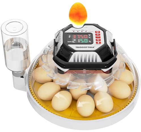 Incubadora automática de huevos de 18 huevos,Incubadora de huevos con control automático de temperatura y humedad, volteando huevos automáticos y 2 bandejas de huevos,Incubadora para huevos de pollito