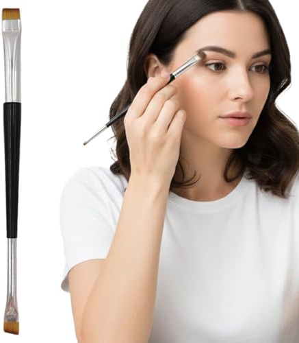YIPFEN 1 x Pennello trucco a doppia punta, pennello per matita sopracciglia/eyeliner, punta angolata ultra-fine per un'applicazione precisa, adatto per eyeliner in polvere, in crema e liquidi.