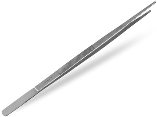 Küchenpinzette, Grillpinzette, Kochpinzette, Pinzette Edelstahl Gerade (60,0 cm) Silber