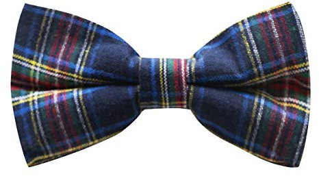King & Priory Traditional Navy Blue Tartan Bow Tie, Check, Plaid