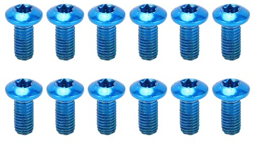12Pcs Bike Brake Disc Screws Alloy Steel M5x10mm Bicycle Disc Brake Rotor Bolts for Mountain Bikes Road Bikes(blue) Bicycles And Spare Parts