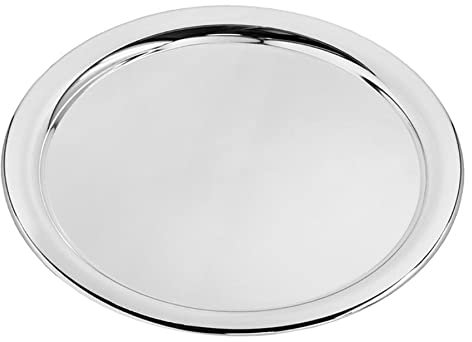 EDZARD Tablett Serviertablett Porto, rund, edel versilbert, anlaufgeschützt, Dekotablett, Kerzentablett, Durchmesser 32 cm