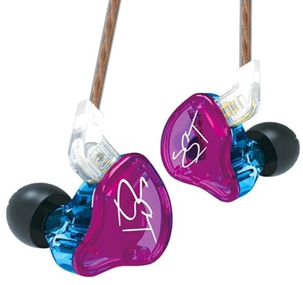 KZ ZST in Ear Monitors 1BA+1DD HiFi IEM Wired Earbuds with Detachable Cable - Noise Cancelling, Rich Bass, Stereo, Comfortable - Colorful (No Mic)